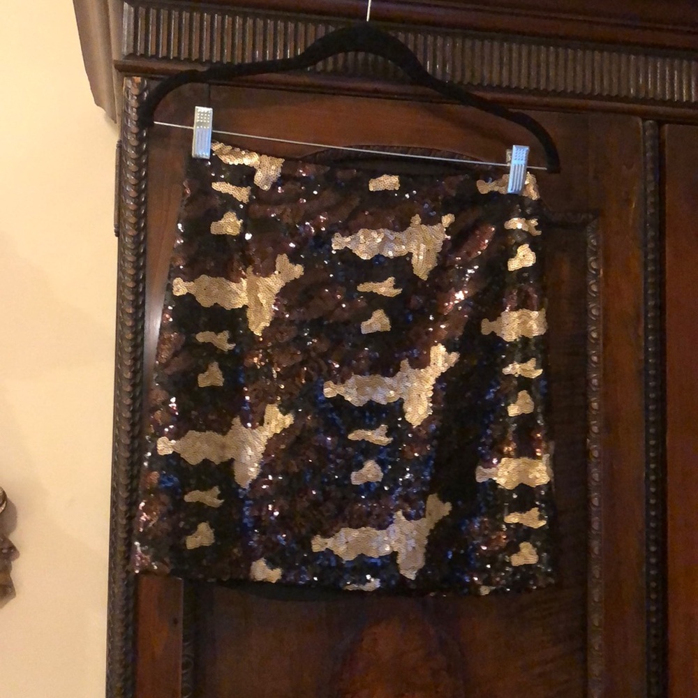 Three eighty two camouflage sequin skirt